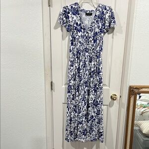 Lane Bryant Navy and White Floral Maxi Dress